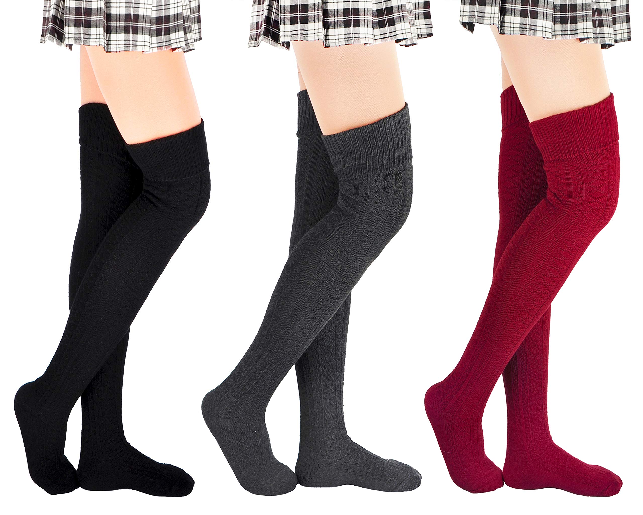 **Plus Size Thigh High Socks for Women - Cotton Over the Knee Stockings & Leg Warmers - Perfect for Winter, Cosplay, and Casual Outfits**