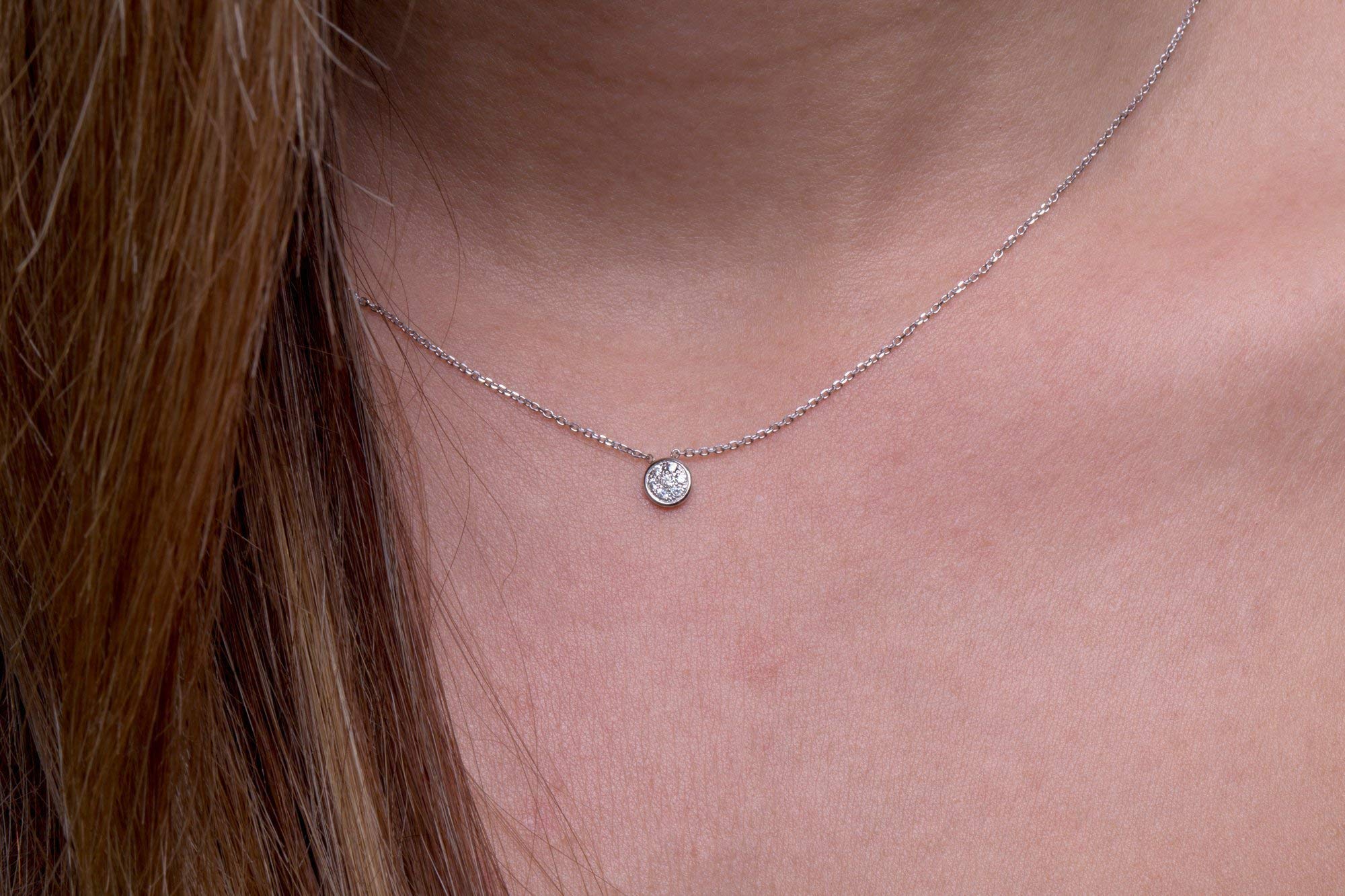 Elegant Diamond Pendant Necklace for Women - Rose Gold Minimalist Jewelry Box Disc Necklace - Perfect for Weddings, Parties & Everyday Wear
