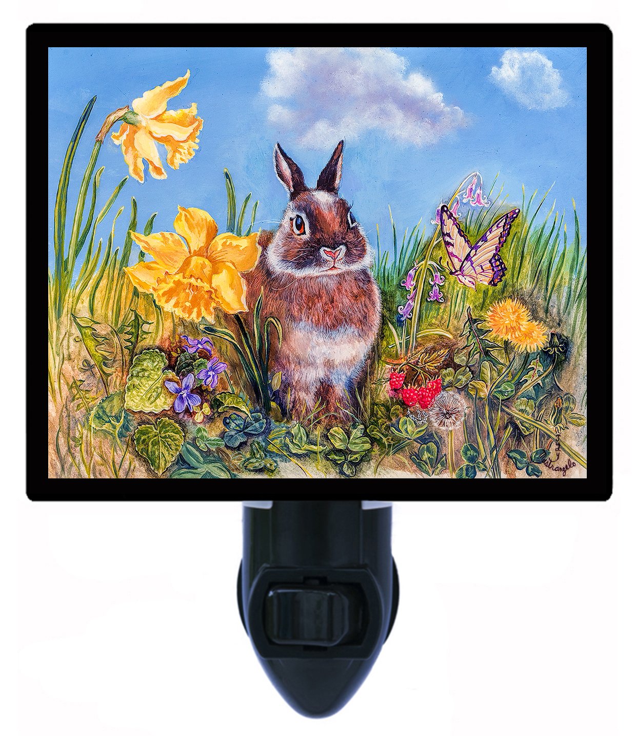 Bunny in Meadow LED Night Light - Cute Rabbit Animal Night Lamp for Kids, Nursery, Bedroom - Soft Glow for Sleep & Relaxation