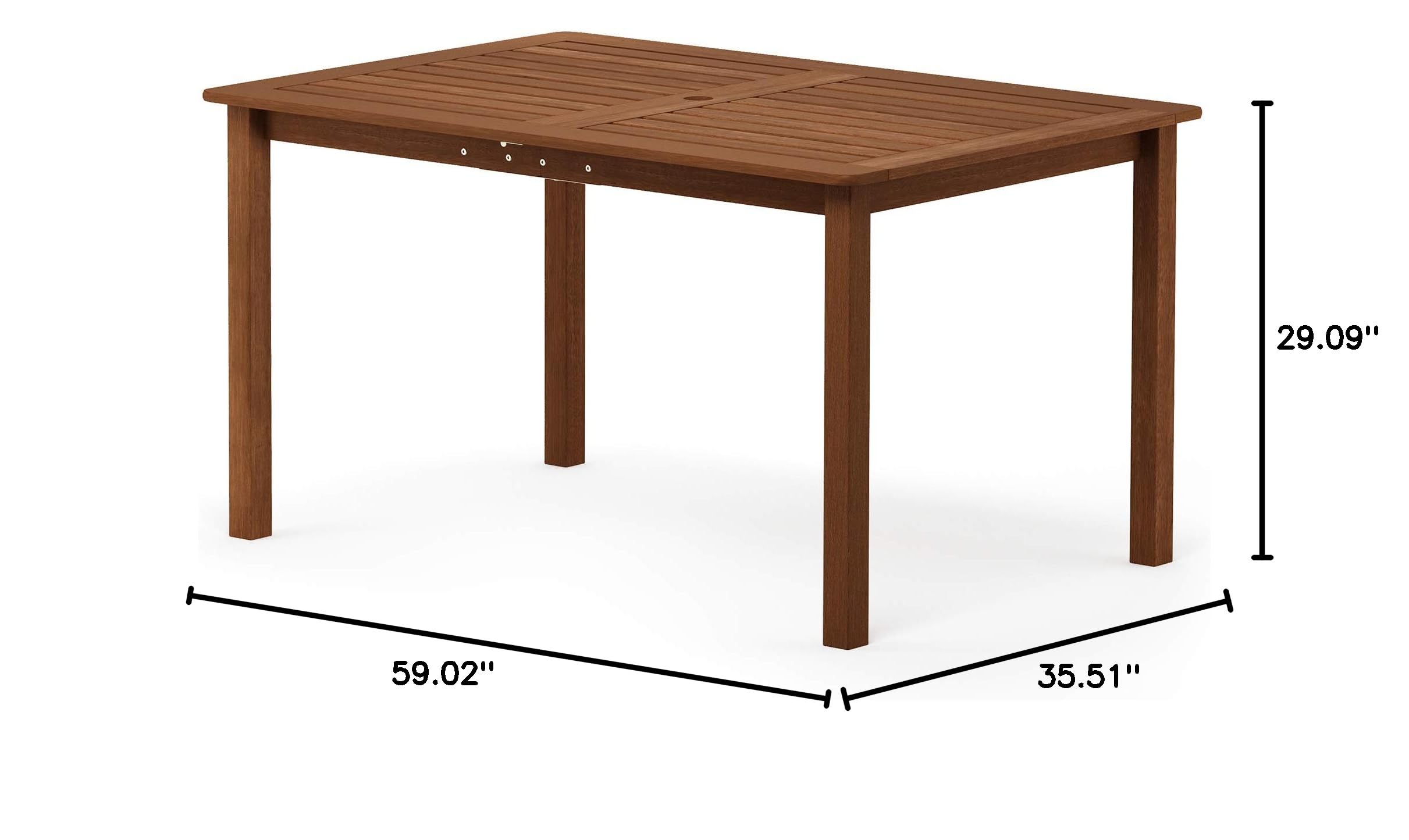 Furinno Solid Hardwood Outdoor Dining Table for Patio, Garden, or Backyard - Natural Wood Finish - Perfect for Outdoor Entertaining and Dining Al Fresco