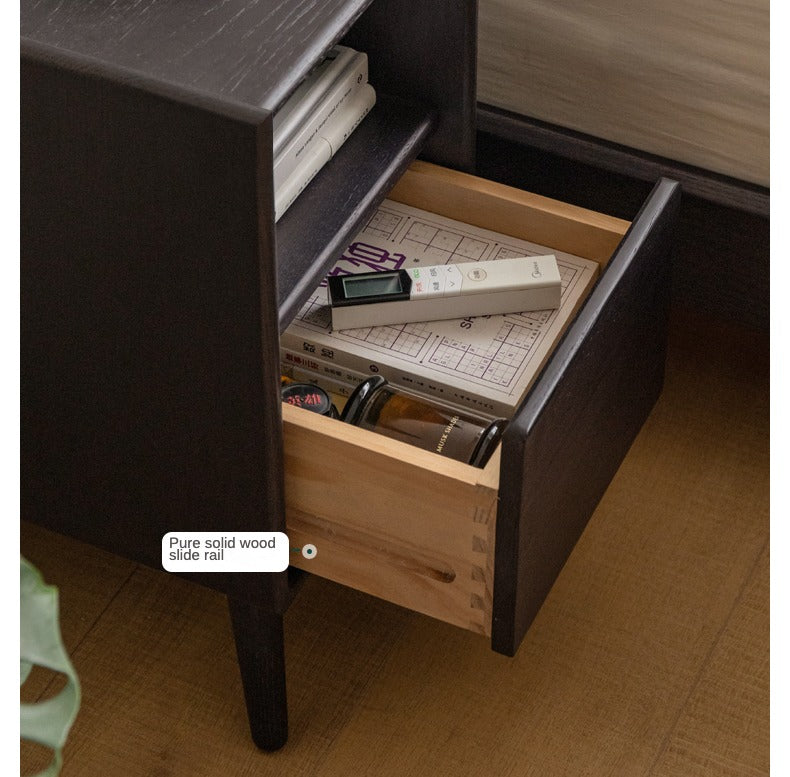 Solid Oak Wood Ultra Narrow Nightstand with Soft Light Sensor - Perfect for Small Bedrooms, Apartments, and Cozy Spaces