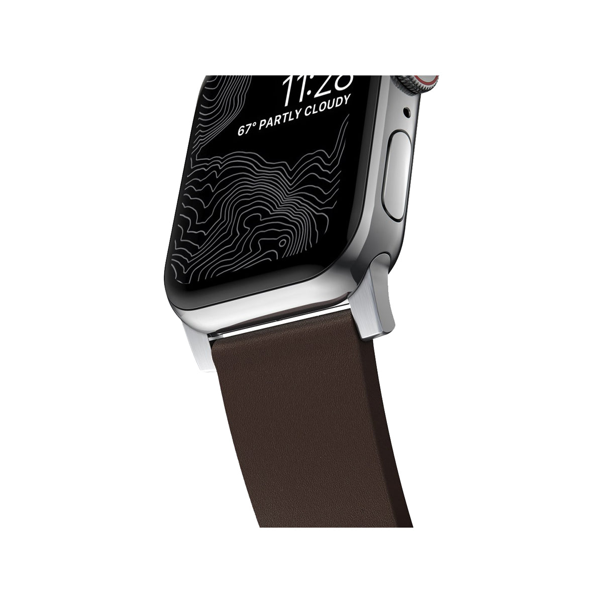 Nomad Active Band Pro 40mm / 41mm Silver Stainless Steel with Genuine Brown Leather Strap - Compatible with Apple Watch for Workout, Travel & Everyday Wear