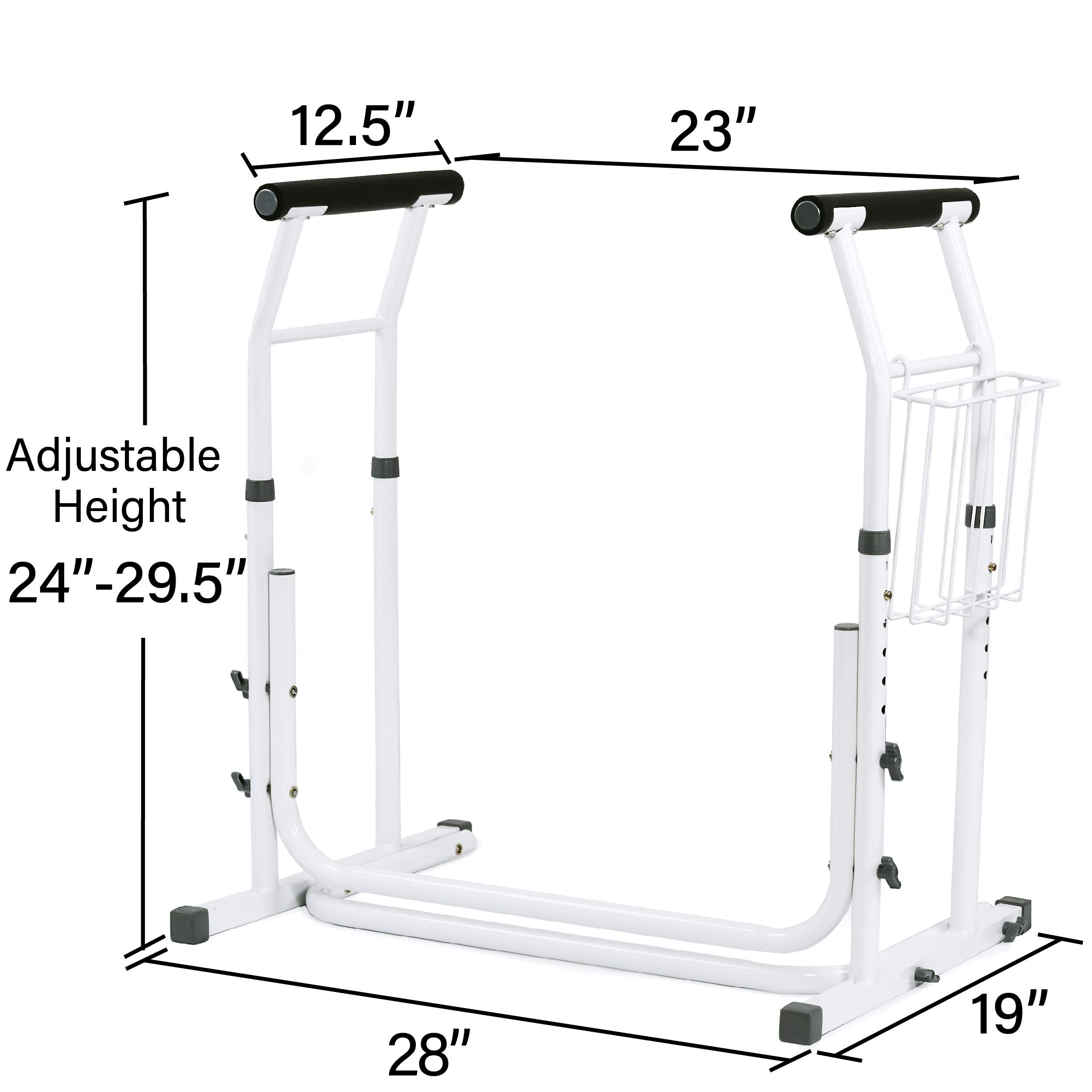 Vaunn Medical Adjustable Shower Chair with Patented Height Adjustable Toilet Safety Rail - Bathroom Safety Equipment for Elderly & Disabled - Non-Slip Shower Seat & Handicap Toilet Rail for Home Care & Assisted Living