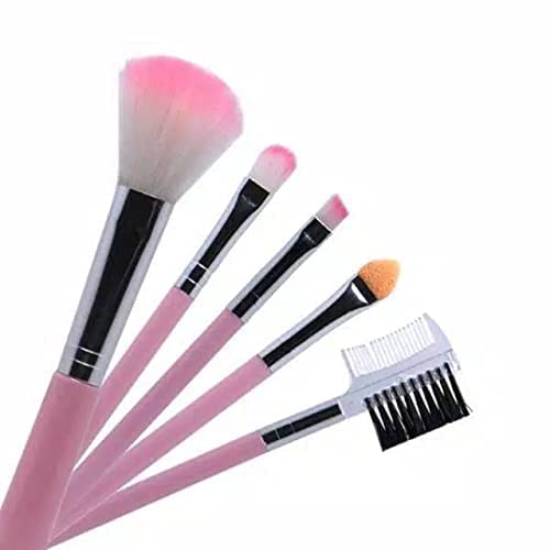 Premium 5-Piece Synthetic Makeup Brush Set - Foundation, Blending, Blush & Powder Brushes for Flawless Makeup Application | Perfect for Travel, Professional Use & Everyday Beauty Routine