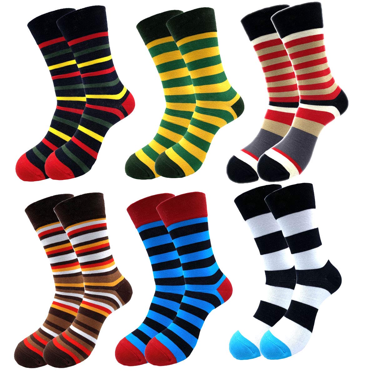 Men's Colorful Funny Novelty Cotton Crew Socks Pack - Funky Art Dress Socks for Casual Wear & Gift Giving