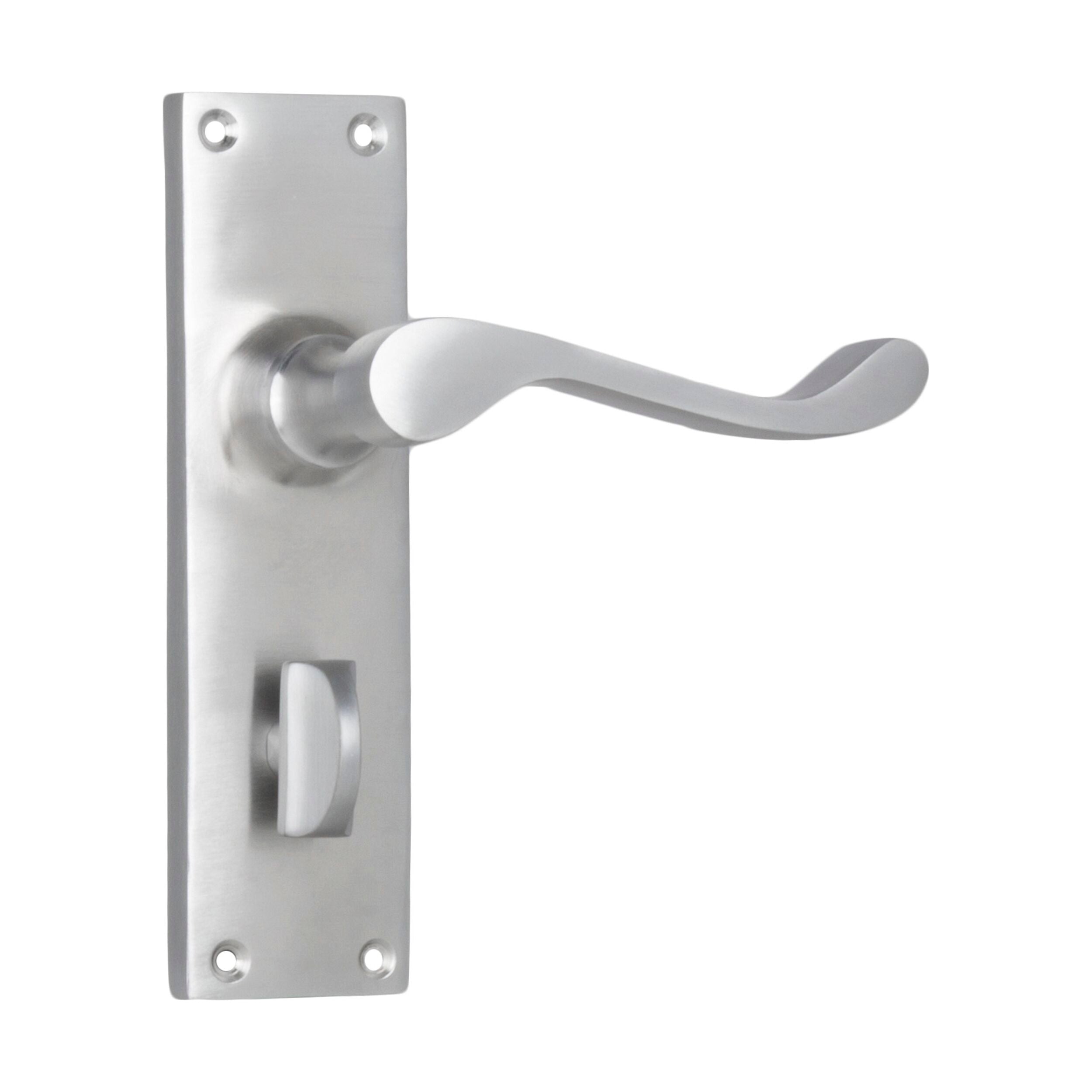 Victorian Style Privacy Door Lever Set - Satin Chrome Finish - H152xW42xP59mm - Perfect for Bedroom, Bathroom & Interior Doors