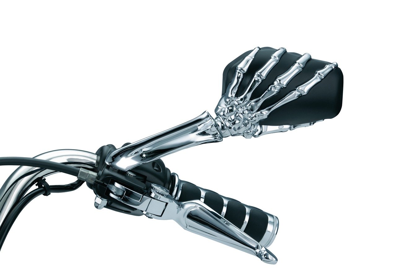 Kuryakyn 1758 Motorcycle Skeleton Hand Rear View Side Mirrors - Black Stems & Heads (1 Pair) | Cruiser & Chopper Handlebar Accessories for Enhanced Safety & Style