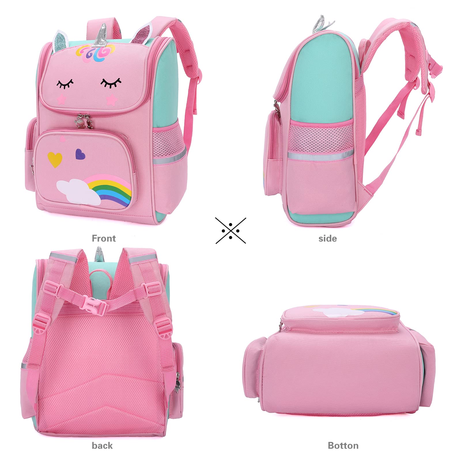 15 Inch Lightweight Unicorn School Backpack for Girls - Cute Kids Bookbag with Adjustable Chest Straps for Elementary & Primary Students | Perfect for School, Travel & Daily Use (Pink)