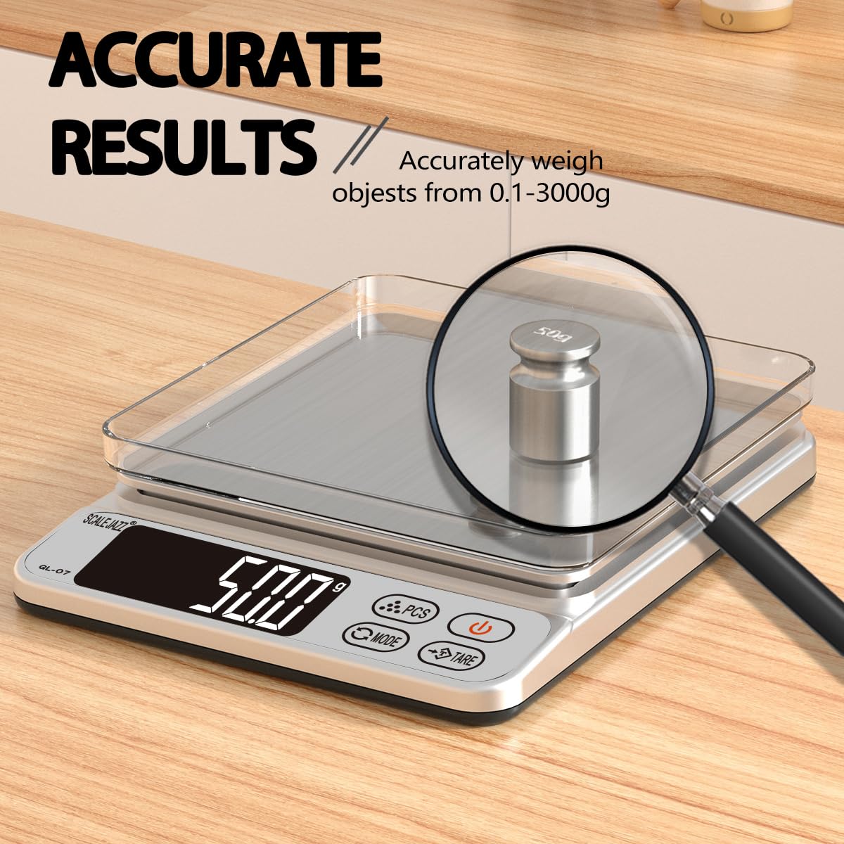 Mini Digital Kitchen Scale - 6.6lb Capacity, Precise Grams & Ounces Measurement for Cooking, Baking & Food Portioning | LCD Display, Tare Function, Auto-Off | Perfect for Home Kitchen, Coffee Brewing & Jewelry Weighing