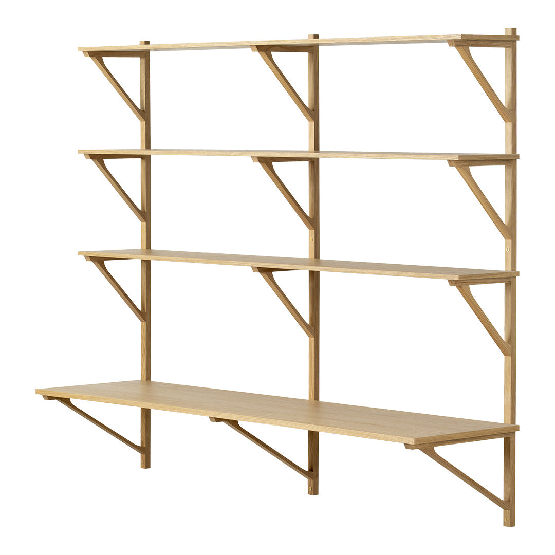 BM29 Wall Mounted Shelf with Built-in Desk - 2 Tier Wide Storage Organizer for Home Office, Bedroom, and Living Room