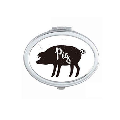 DIYthinker Portable Foldable Double-Sided Makeup Mirror with Black & White Pig Design - Perfect for Travel, Home Vanity, and Handbag Essentials