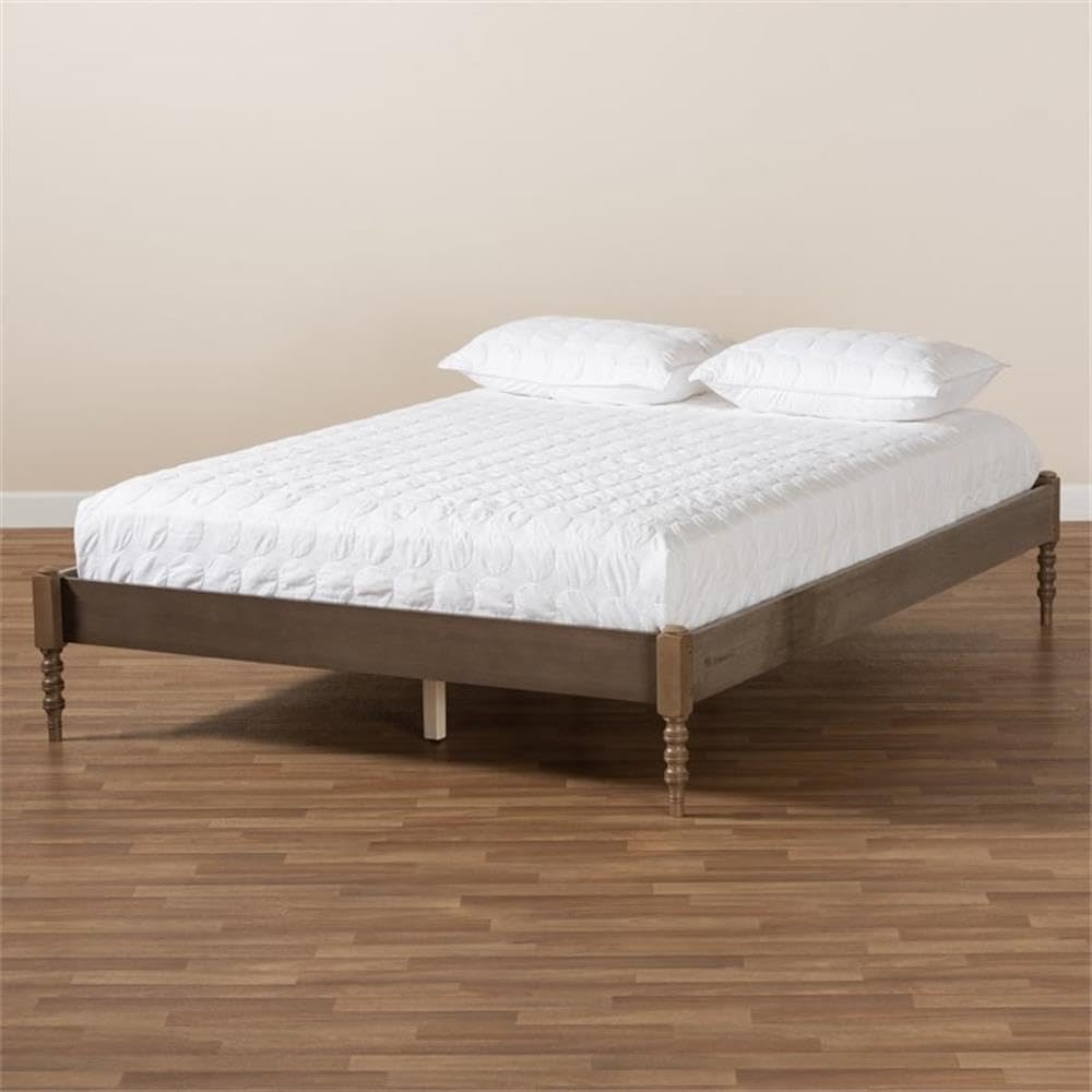 Allora Mid-Century Modern Wood Platform King Bed in Weathered Gray - Stylish Bedroom Furniture for Contemporary Homes