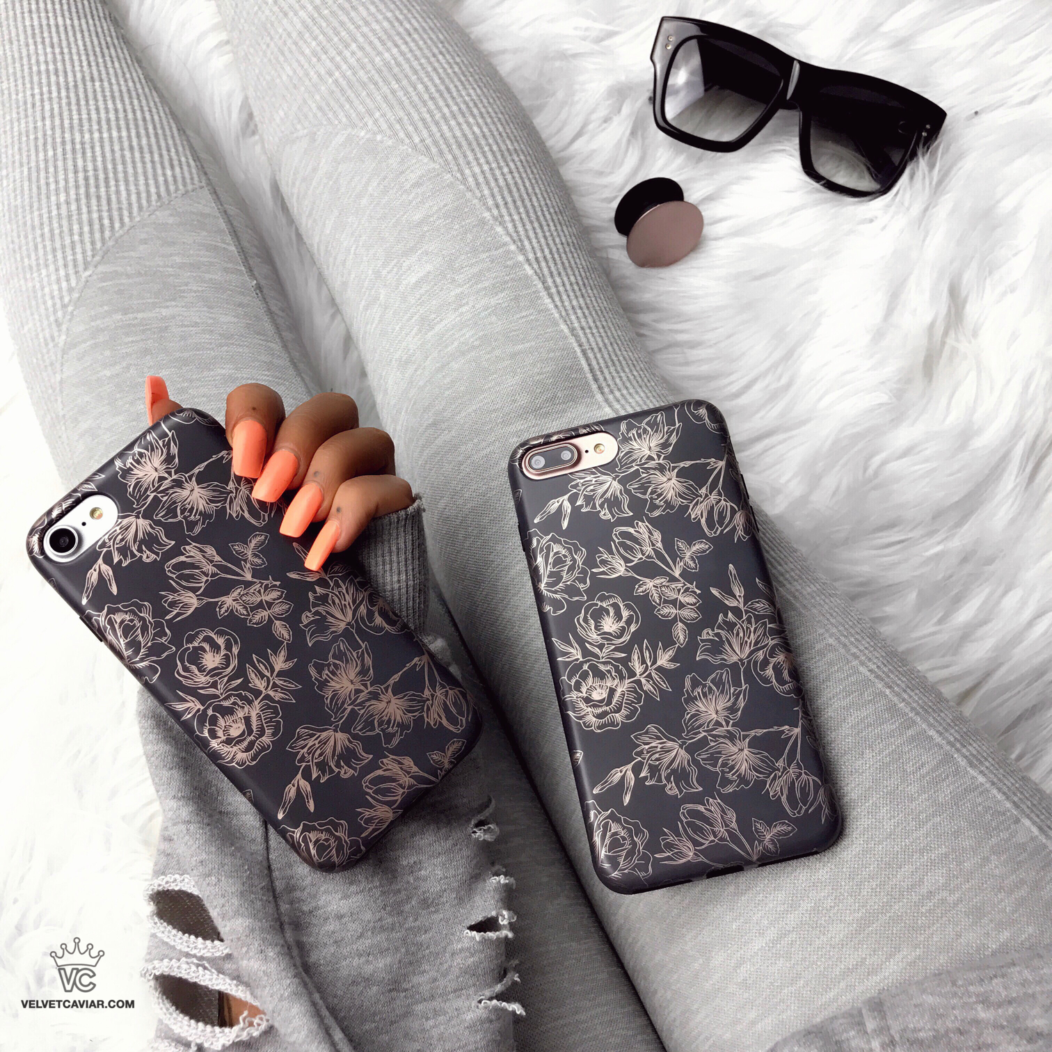Elegant Floral Rose Gold Chrome iPhone Case - Stylish Protective Cover for iPhone 13/12/11/X - Perfect for Everyday Use, Office & Special Occasions