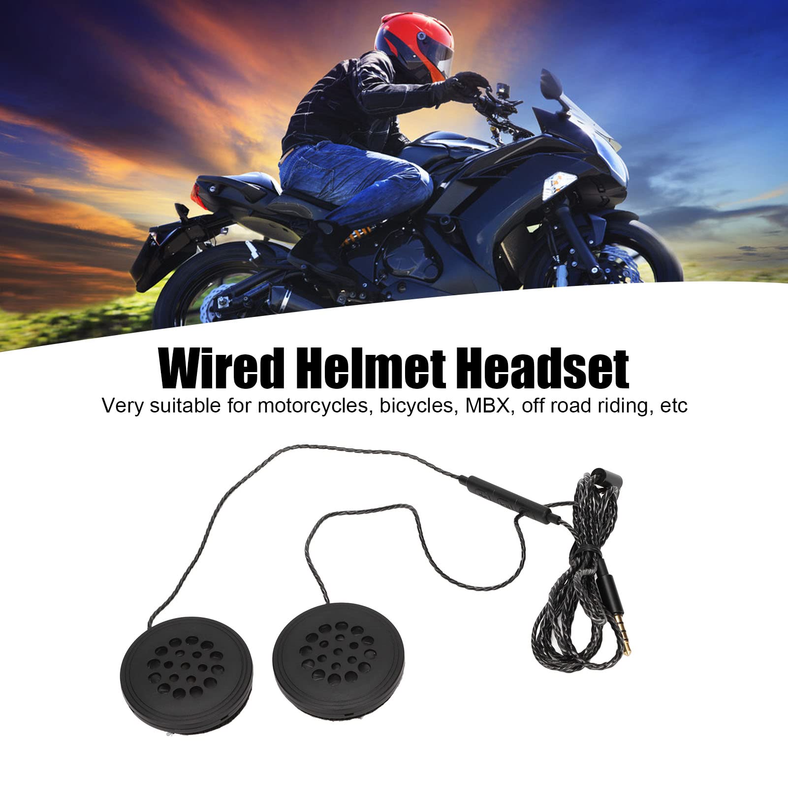070 Motorcycle Helmet Headset - 3.5mm Wired Stereo Headphones with Windproof Design for Racing & Outdoor Sports | Perfect for Motorcycle Riding, ATV Adventures & Extreme Sports