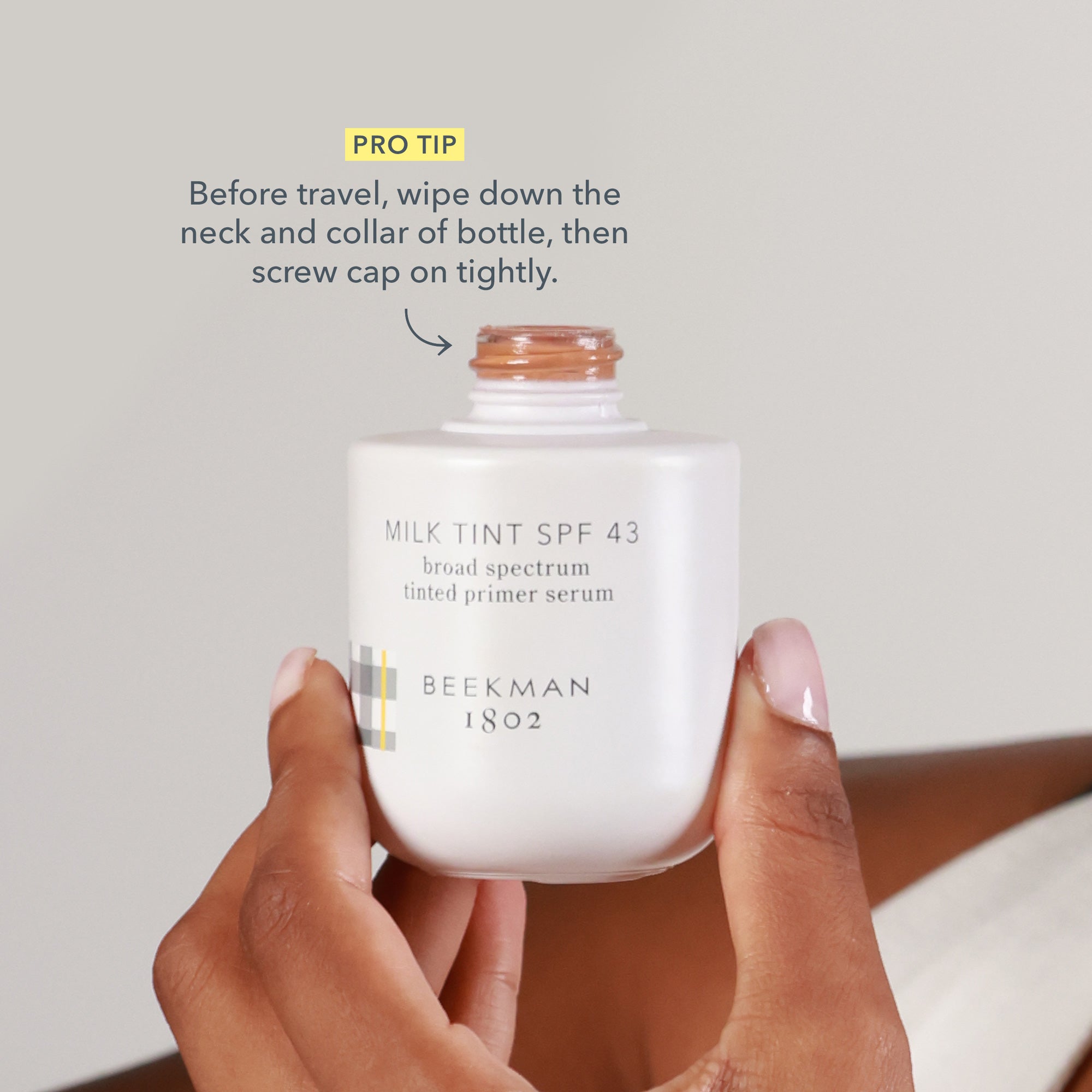 SPF 43 Tinted Primer Serum with Milk Tint - Lightweight Moisturizing Face Makeup Base for Daily Sun Protection & Flawless Coverage - Perfect for Work, Date Night & Outdoor Activities