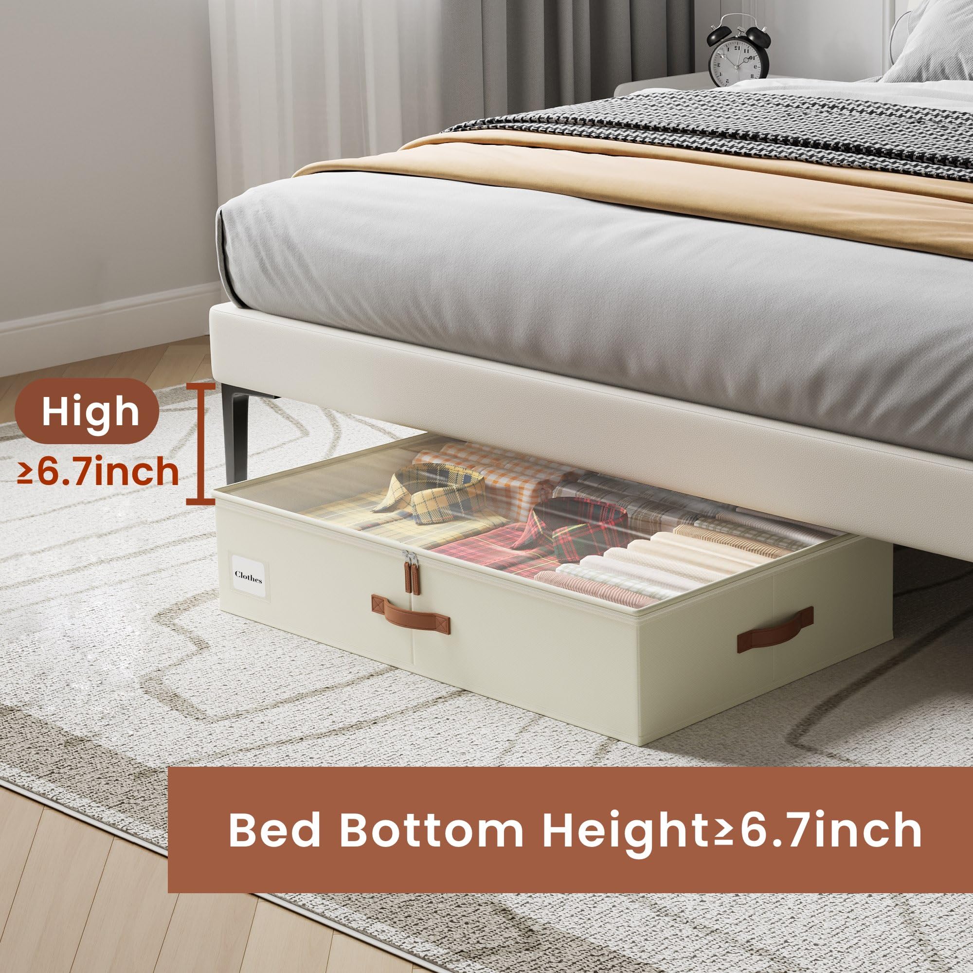 Under Bed Storage Containers - 70L Large Capacity Set of 2, Sturdy Frame Organizer Box with Lids for Blankets, Clothes & Shoes | Space-Saving Bedroom & Dorm Storage Solution for Seasonal Items & Extra Linens