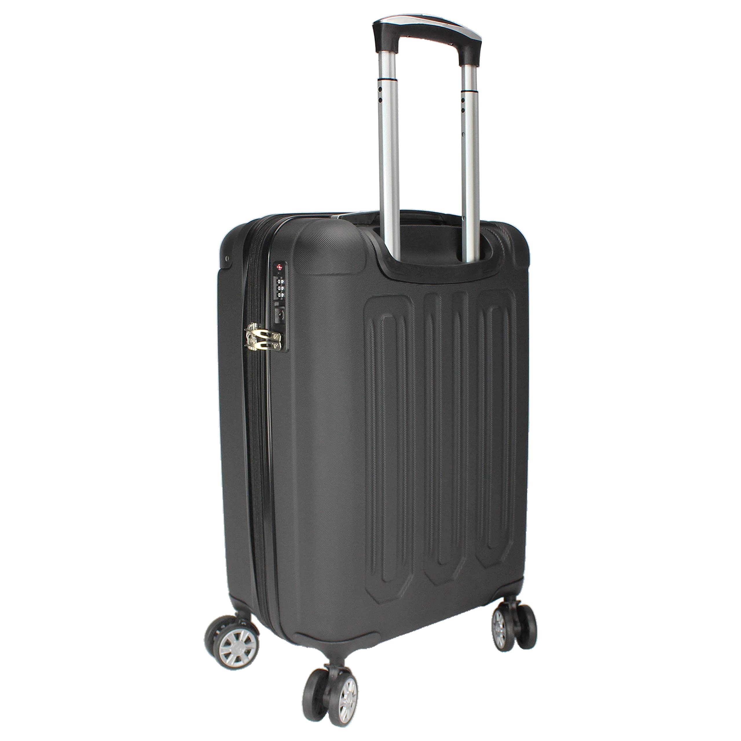 Dejuno Tutin Hardside Spinner Luggage Set with TSA Lock - 3-Piece Black Suitcase for Travel, Carry-On & Checked Bags - Perfect for Business Trips, Vacations & International Flights