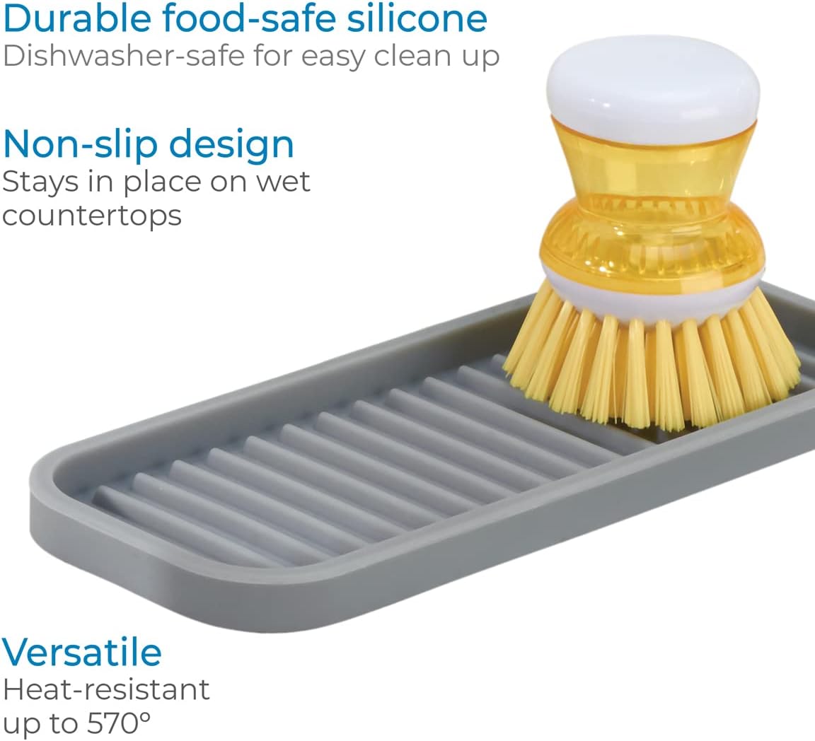 Lineo Premium Sink Organizer Tray - Durable Grey Kitchen Sink Caddy for Sponges, Soap & Utensils - Perfect for Kitchen, Bathroom & RV Organization