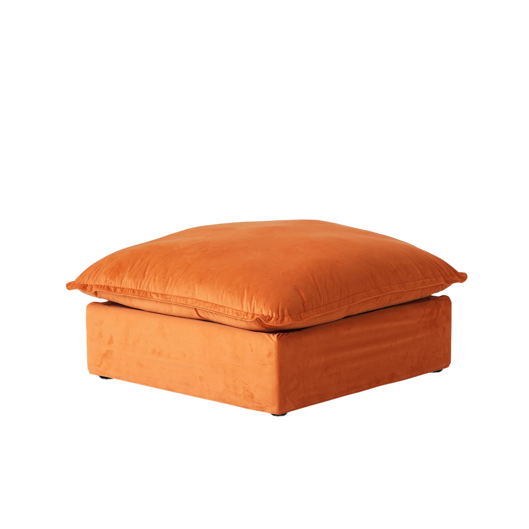 Modern Sectional Couches with Storage Ottomans & Removable Cushion Covers in Orange - Perfect for Living Room, Family Room & Small Spaces