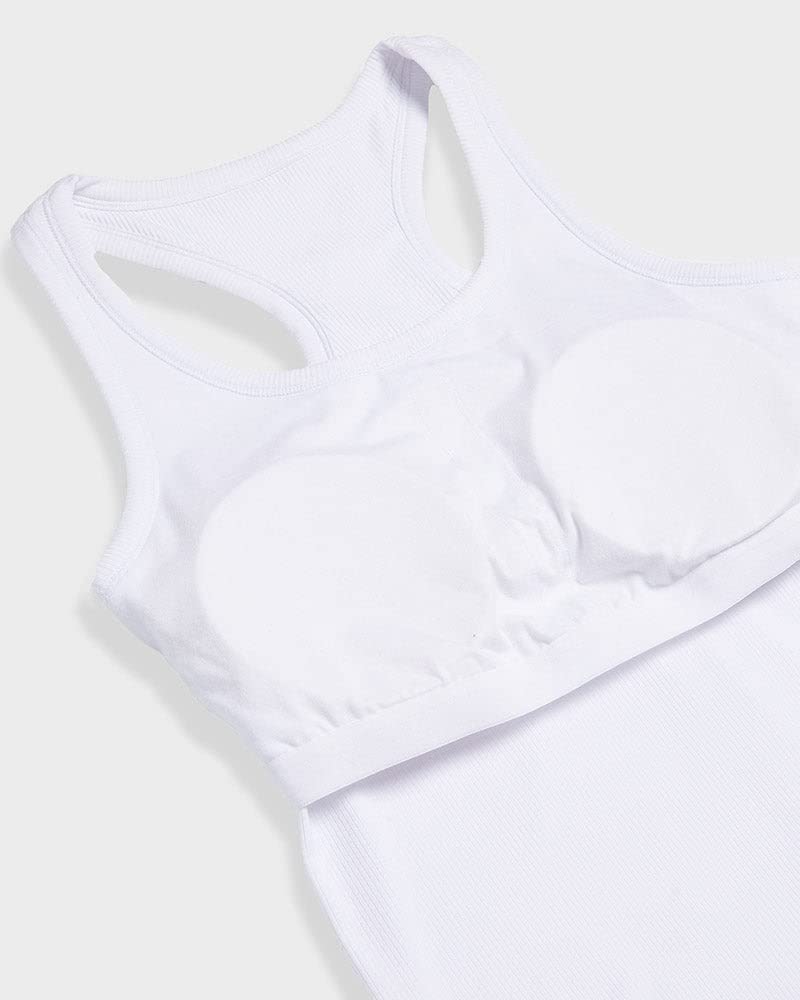 32 DEGREEES Women’s Soft Rib Racerback Bra Tank Top with Built-in Cups - Seamless Comfort Fit for Yoga, Gym & Everyday Wear