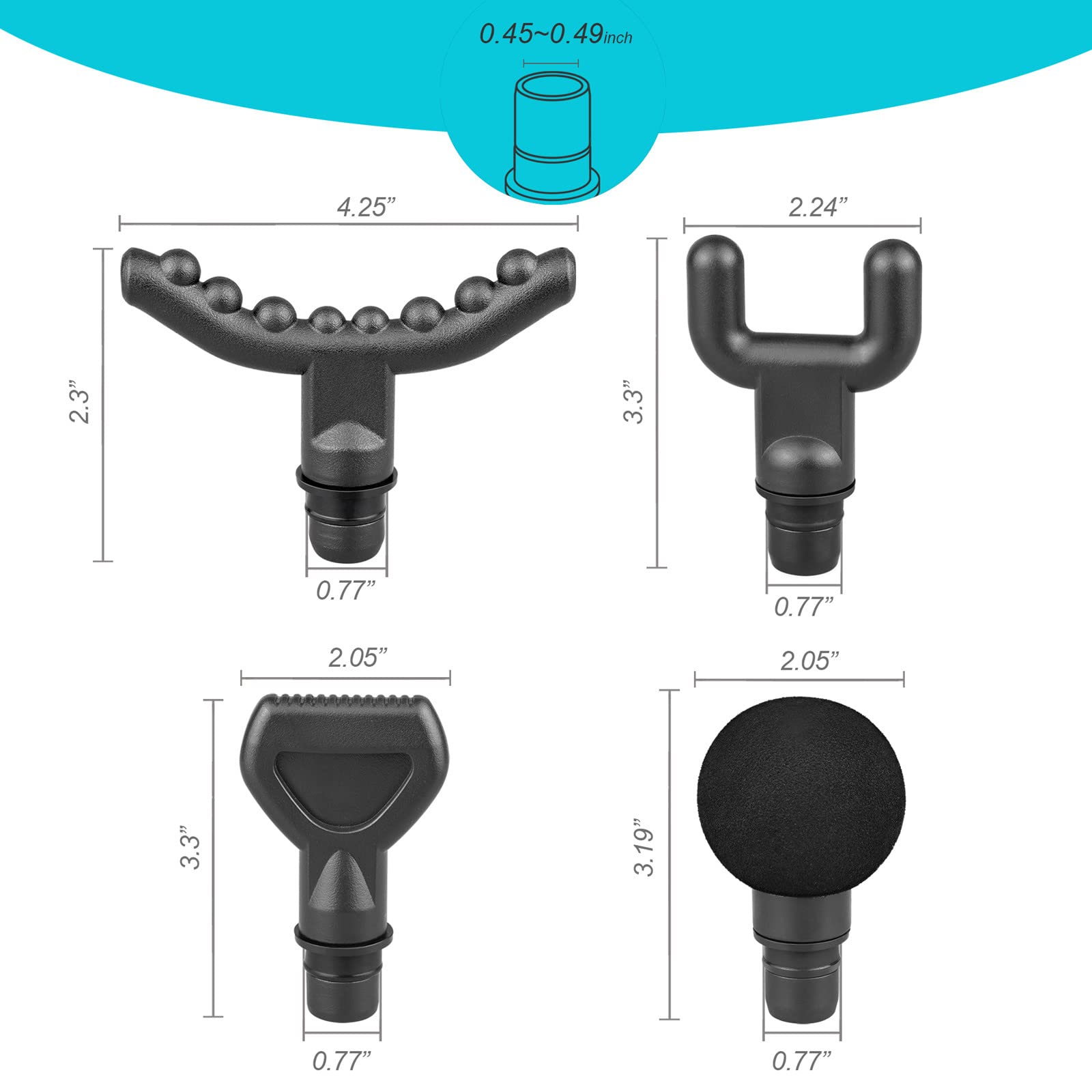17-in-1 Massage Gun Attachment Heads Set - 18.5mm (0.73 inch) Universal Muscle Massager Heads for Deep Tissue Therapy - Perfect for Back, Neck, Leg Pain Relief & Post-Workout Recovery