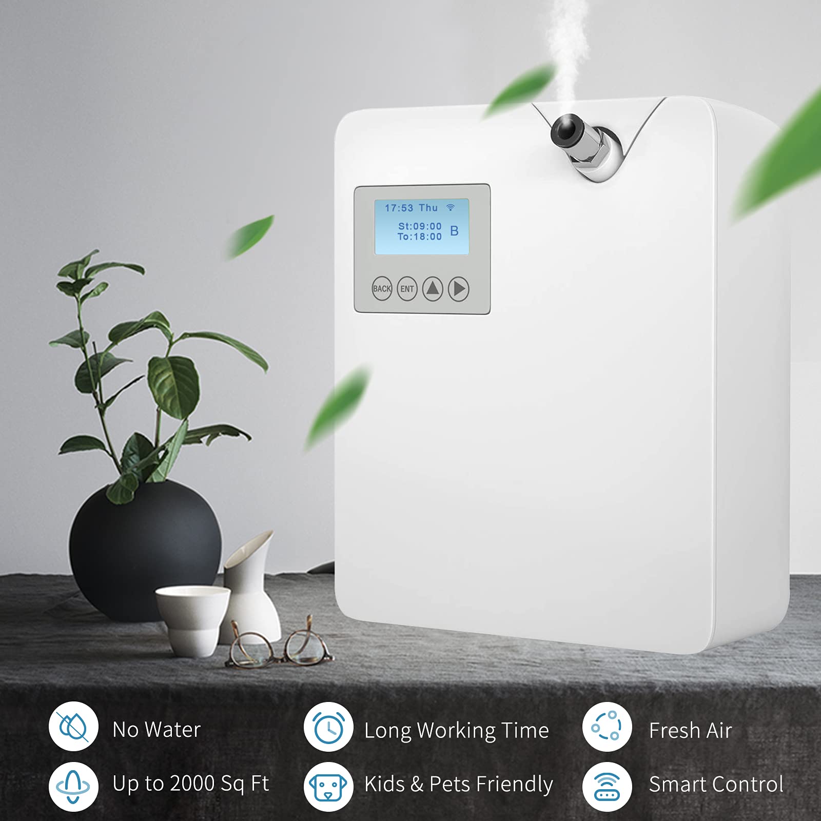 JCLOOD Smart Aroma Diffuser with Cold-Air Technology - 300ML Waterless Essential Oil Diffuser for Home, Office, Spa & Large Spaces | HVAC Scent Machine for Hotels, Relaxation & Aromatherapy