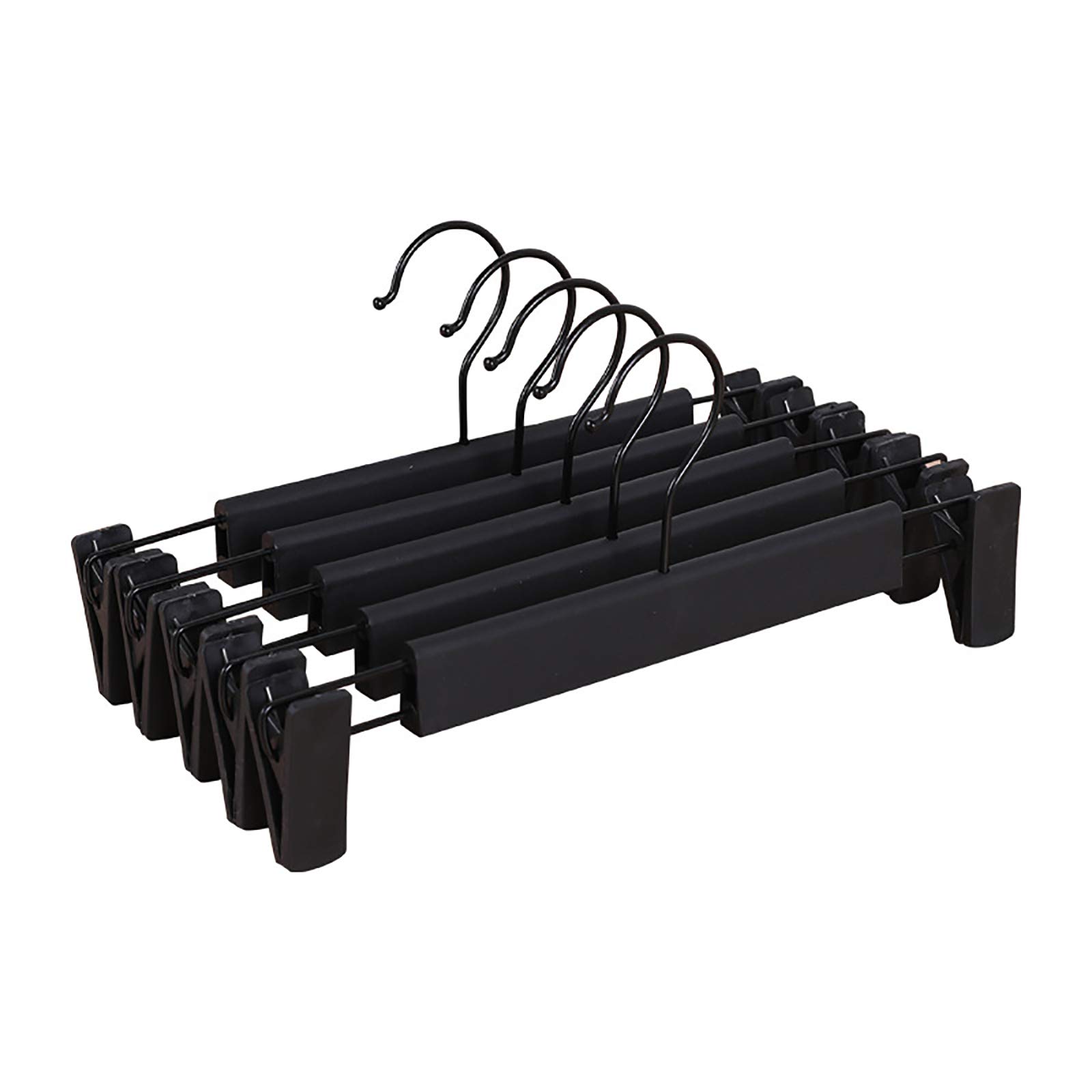 360° Swivel Plastic Clip Pants Hangers - 10 Pack Black Jeans/Skirt Hangers for Pants, Slacks, Trousers - Space Saving Closet Organizer for Home, Office & Travel Wardrobe Storage
