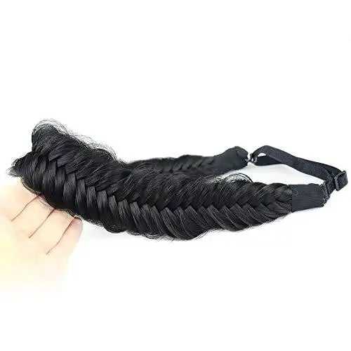 Elegant Fishtail Braided Headband - Stretchy Elastic Hair Accessory for Women & Girls - Perfect for Weddings, Parties, and Everyday Wear
