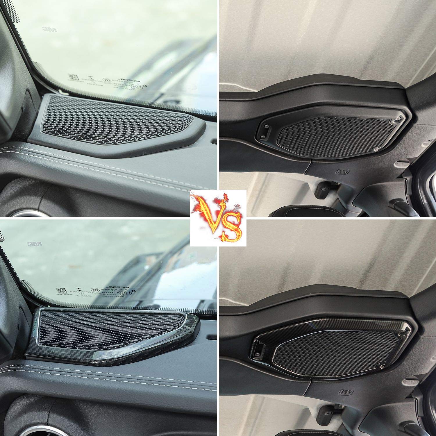 Premium ABS Carbon Fiber Speaker Audio Trim & A-Pillar Trim Kit (4pcs) – Compatible with 2018-2023 Jeep Wrangler JL/JLU & Gladiator JT – Interior Upgrade for Enhanced Sound & Style | Perfect for Off-Road Adventures & Custom Car Audio Setups