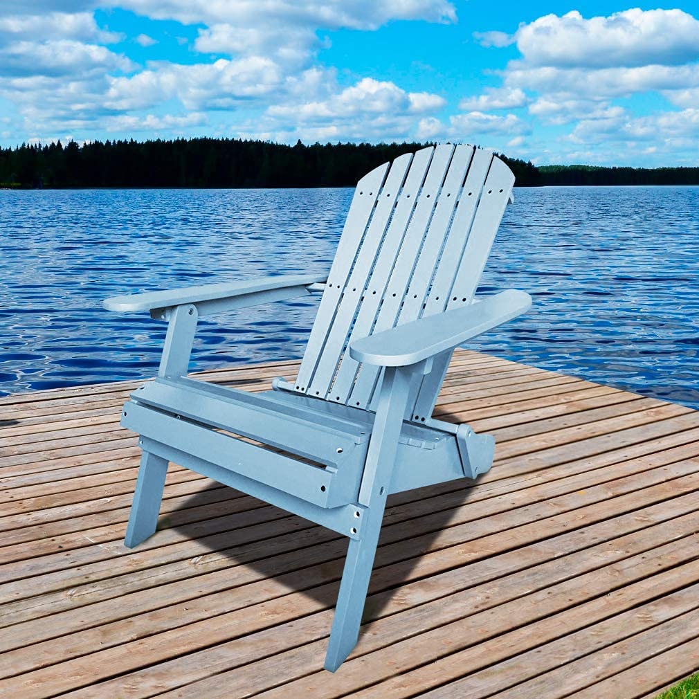 Premium Folding Wooden Adirondack Chair - Outdoor Patio Lounge Chair with Comfortable Backrest, Weather-Resistant Turquoise Finish - Perfect for Backyard, Garden, Poolside & Fire Pit Seating