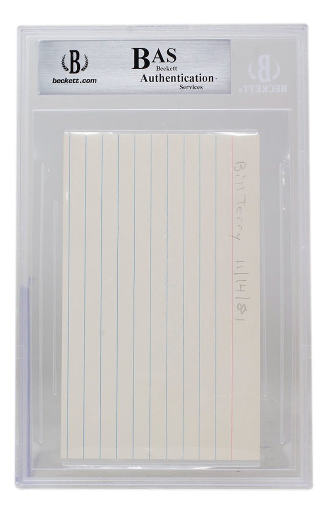 Bill Terry Autographed New York Giants Index Card - BAS 268 Certified - Collectible Sports Memorabilia for Fans & Display Cases