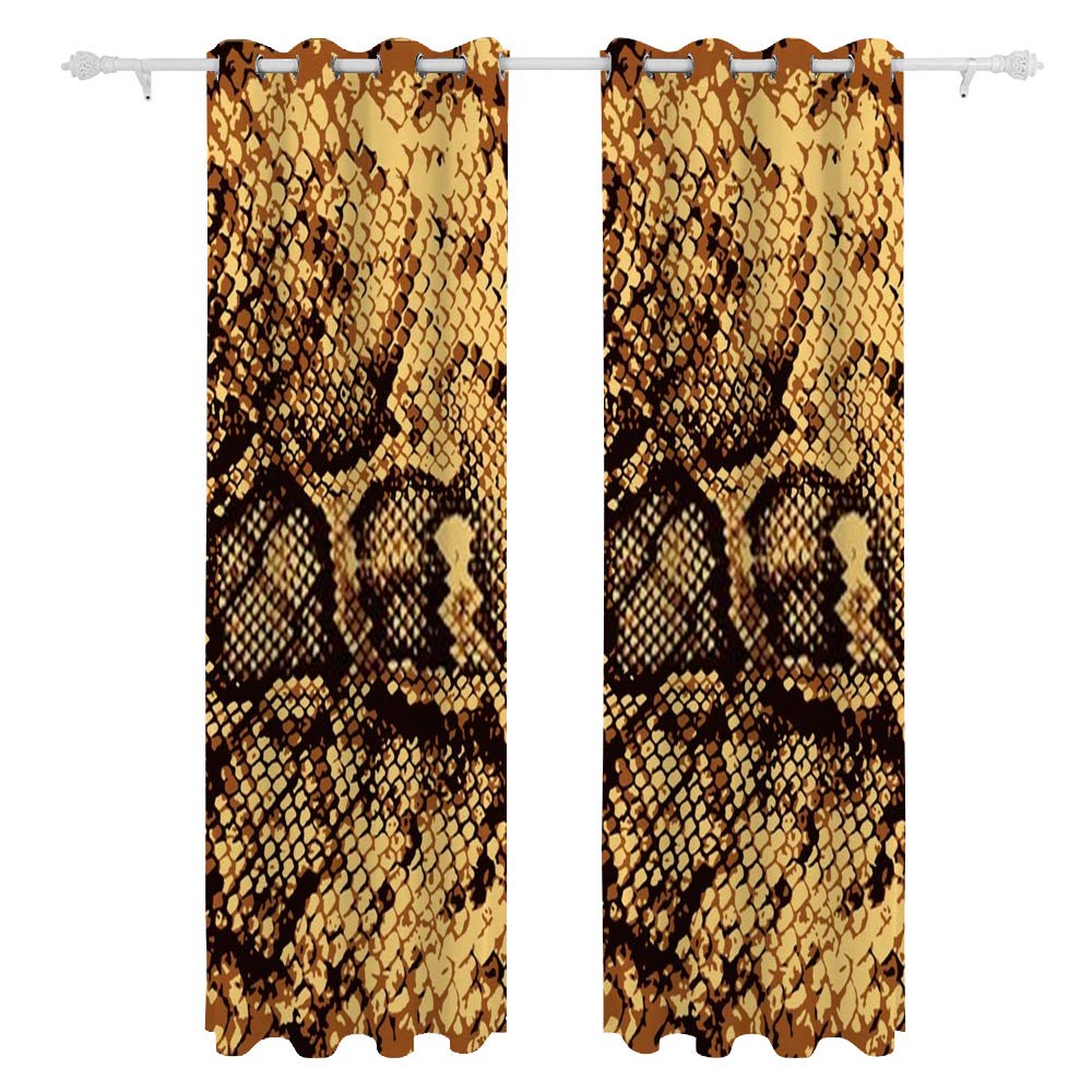 Kuizee Blackout Curtains 84×55 Inch - 2 Panels Set, Snake Skin Pattern Thermal Insulated Room Darkening Drapes for Living Room & Bedroom, Blocks 99% Sunlight & UV Rays - Perfect for Shift Workers, Home Theater, and Nursery Rooms