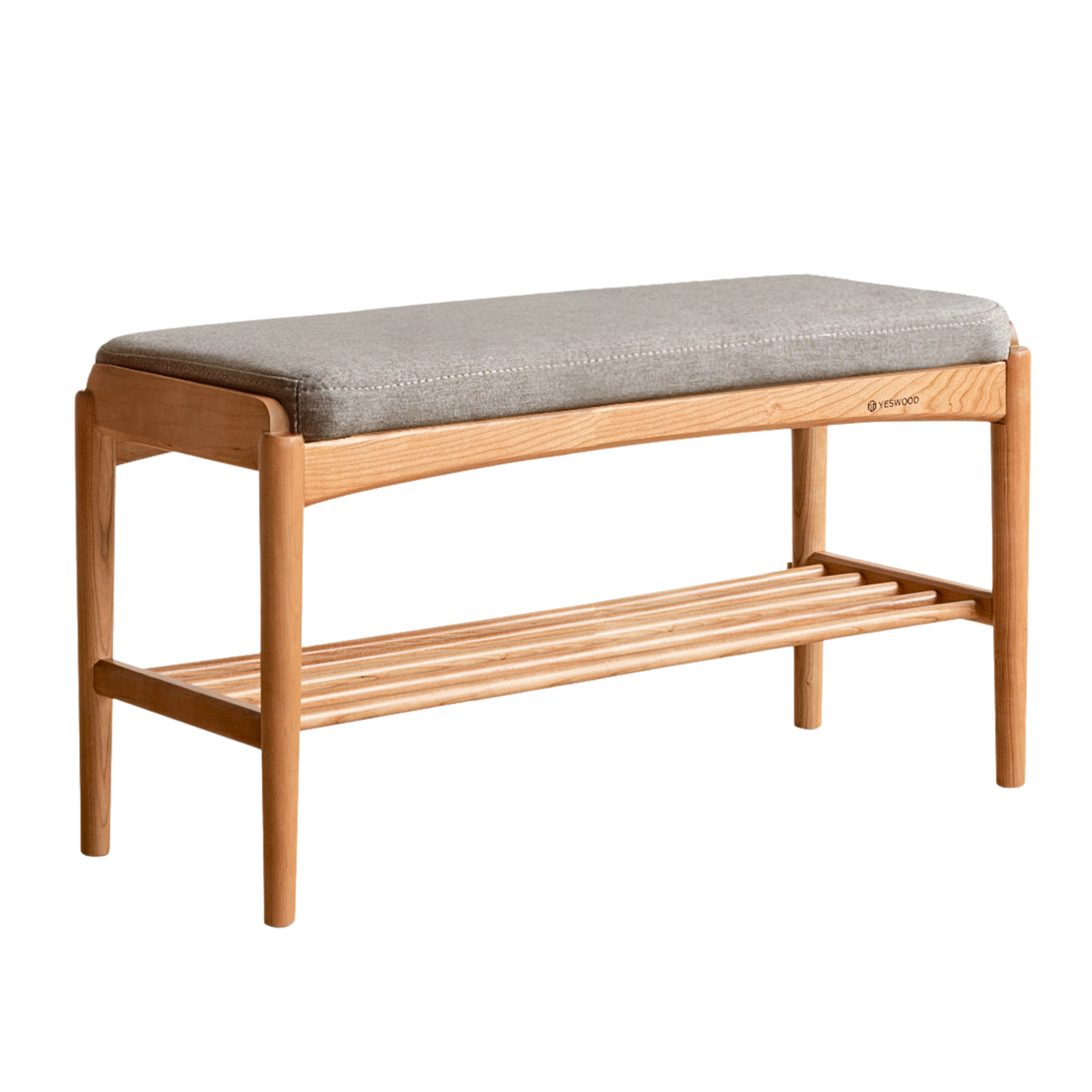 31x12x16 inch/ 80x30x42cm/ Cherry color/ Cherry bench fabric-linen gray