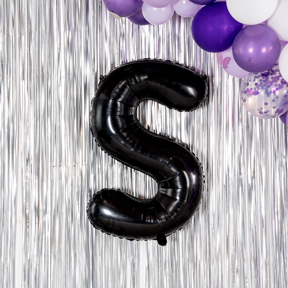 Balloonify Black Mylar Letter S Balloon - 40 Inch Large Foil Alphabet Balloon for Birthday Party Decorations, Wedding, Baby Shower & Graduation Events - 1 Count Box
