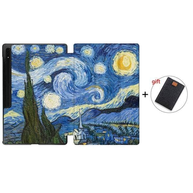 MTT 2022 Galaxy Tab S8 Ultra X906 Tri-Fold Stand Case - Premium Protective Cover with Kickstand for Samsung Tablet - Perfect for Work, Study & Entertainment