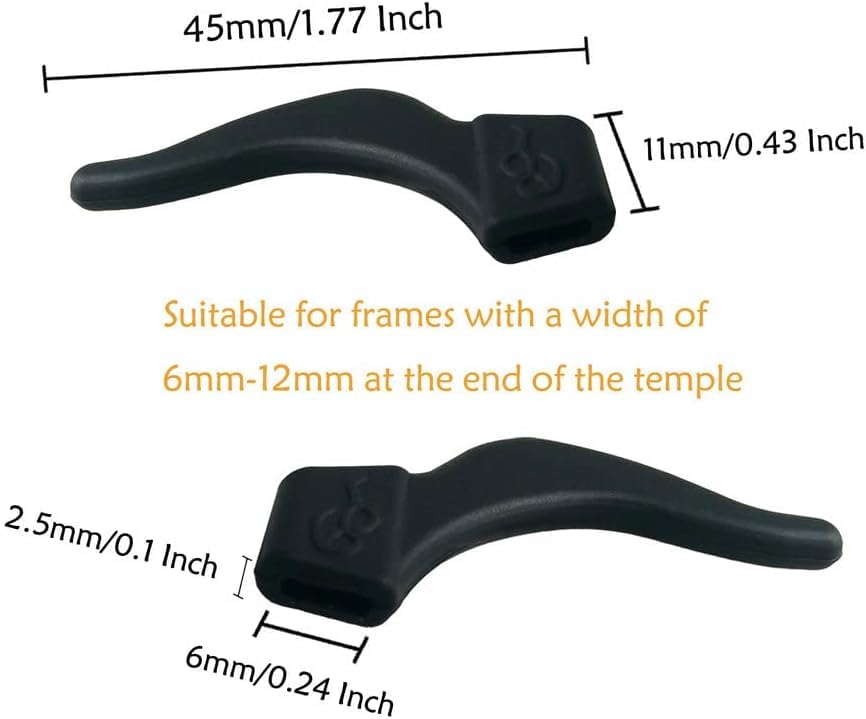 FEORA Anti-Slip Eyeglass Ear Grips - Spectacle Temple Tips Retainer for Glasses, Non-Slip Eyewear Holders to Prevent Falling (2 Pairs) - Perfect for Sports, Reading & Active Lifestyles