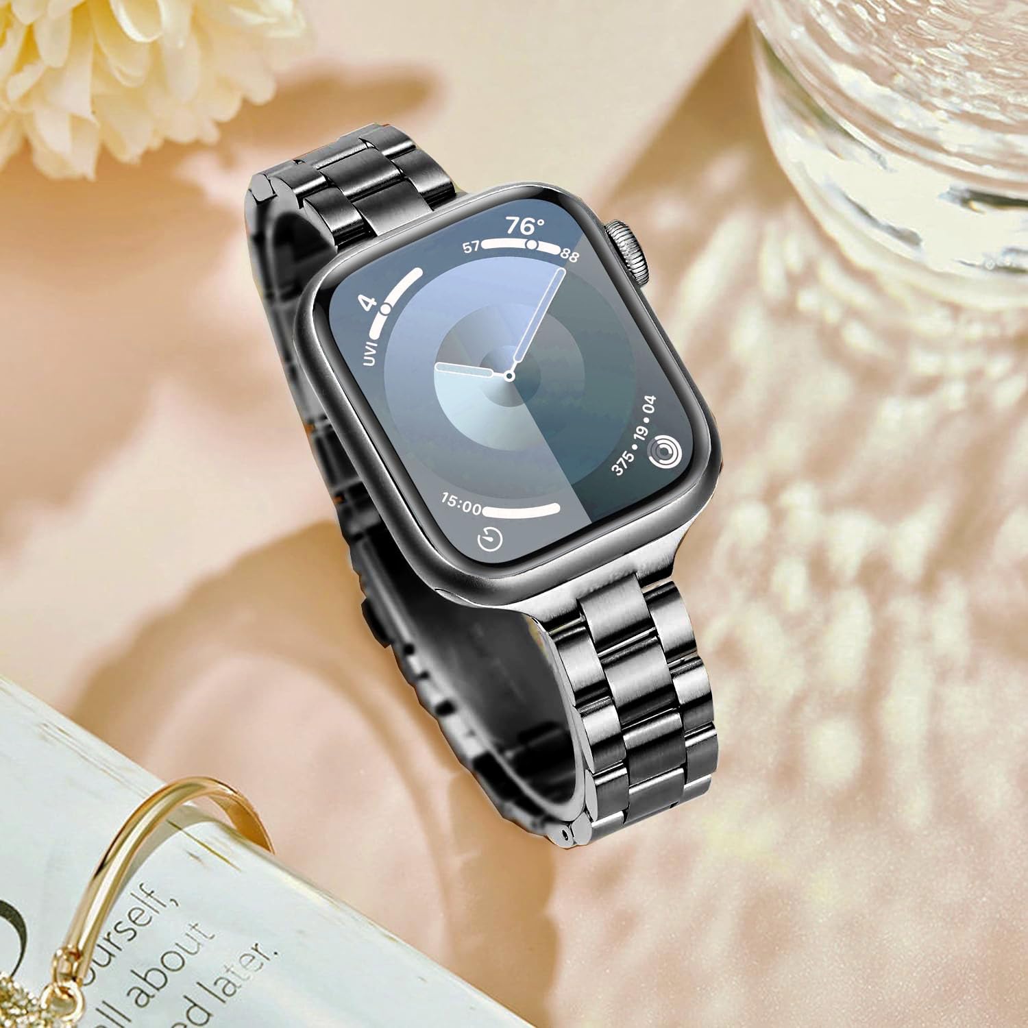 Premium Stainless Steel Apple Watch Band - Compatible with Series 10/9/8/7/6/5/4/3/SE/Ultra (38mm/40mm/41mm/42mm/44mm/45mm/46mm/49mm) - Durable Metal Strap Replacement for Men & Women - Perfect for Workouts, Office Wear & Everyday Use