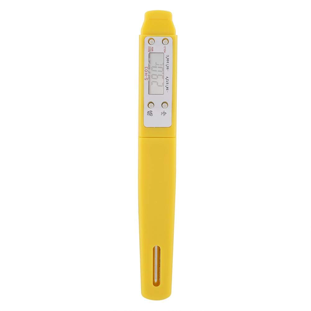 1Pc Instant Read Digital Food Thermometer with ℃/℉ Switch - Fast Accurate Kitchen Cooking Thermometer for Meat, BBQ, Baking - Waterproof Probe for Indoor Cooking & Outdoor Camping (Yellow)