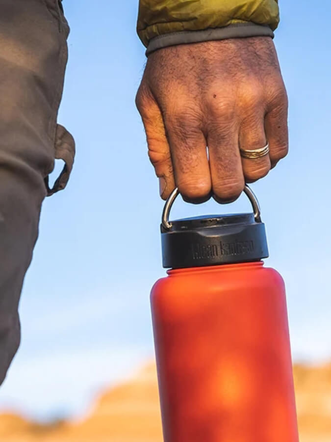 Klean Kanteen 40oz (1182ml) Wide Mouth Stainless Steel Water Bottle with Loop Cap - Leak Proof, BPA Free for Hiking, Gym & Outdoor Activities