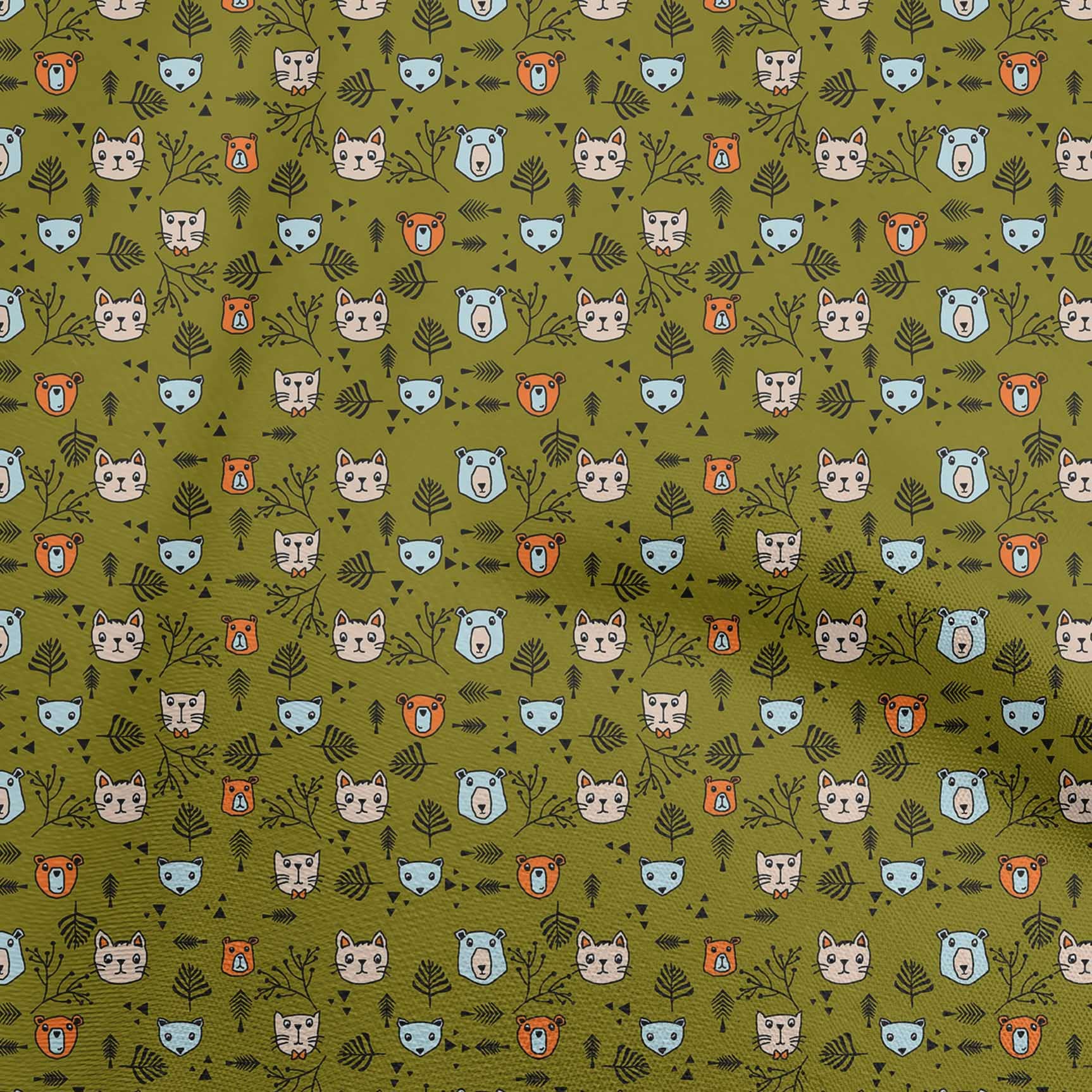 Premium Dark Olive Green Silk Tabby Fabric - 42 Inch Wide for Kids Animal Quilting & Sewing Projects | Soft, Durable Material for DIY Crafts, Quilts, and Home Decor