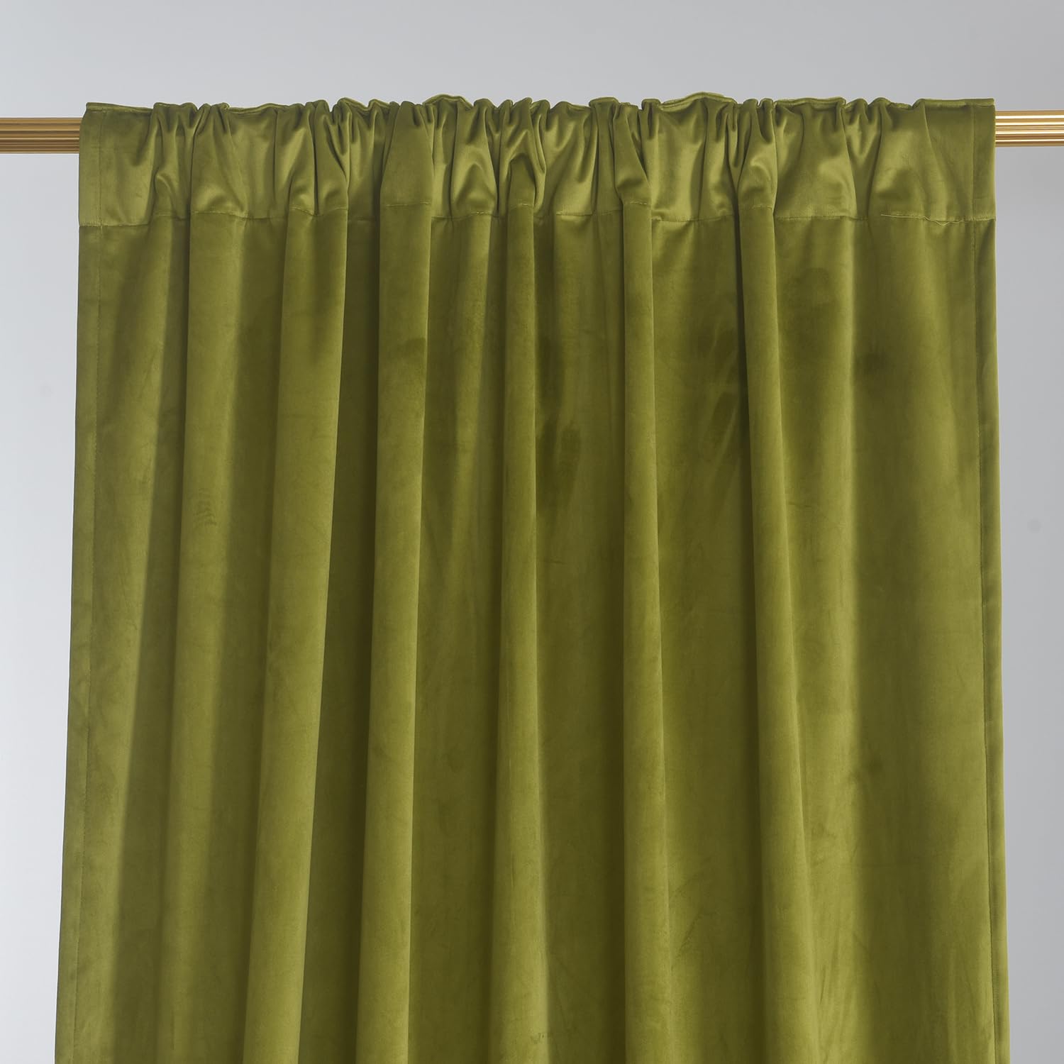 Olive Green Velvet Curtains 52 Inches Wide x 108 Inches Long - Luxurious Window Drapes for Living Room & Bedroom