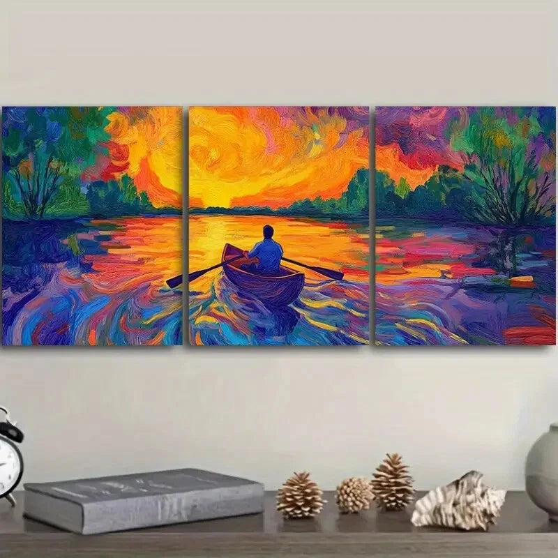 3-Piece Abandoned Lake Nature Wall Art Set - Framed Canvas Prints 40x60cm (16x24in) - High Quality Australian Made Wall Decor for Living Room, Bedroom & Office - Ready to Hang Landscape Paintings