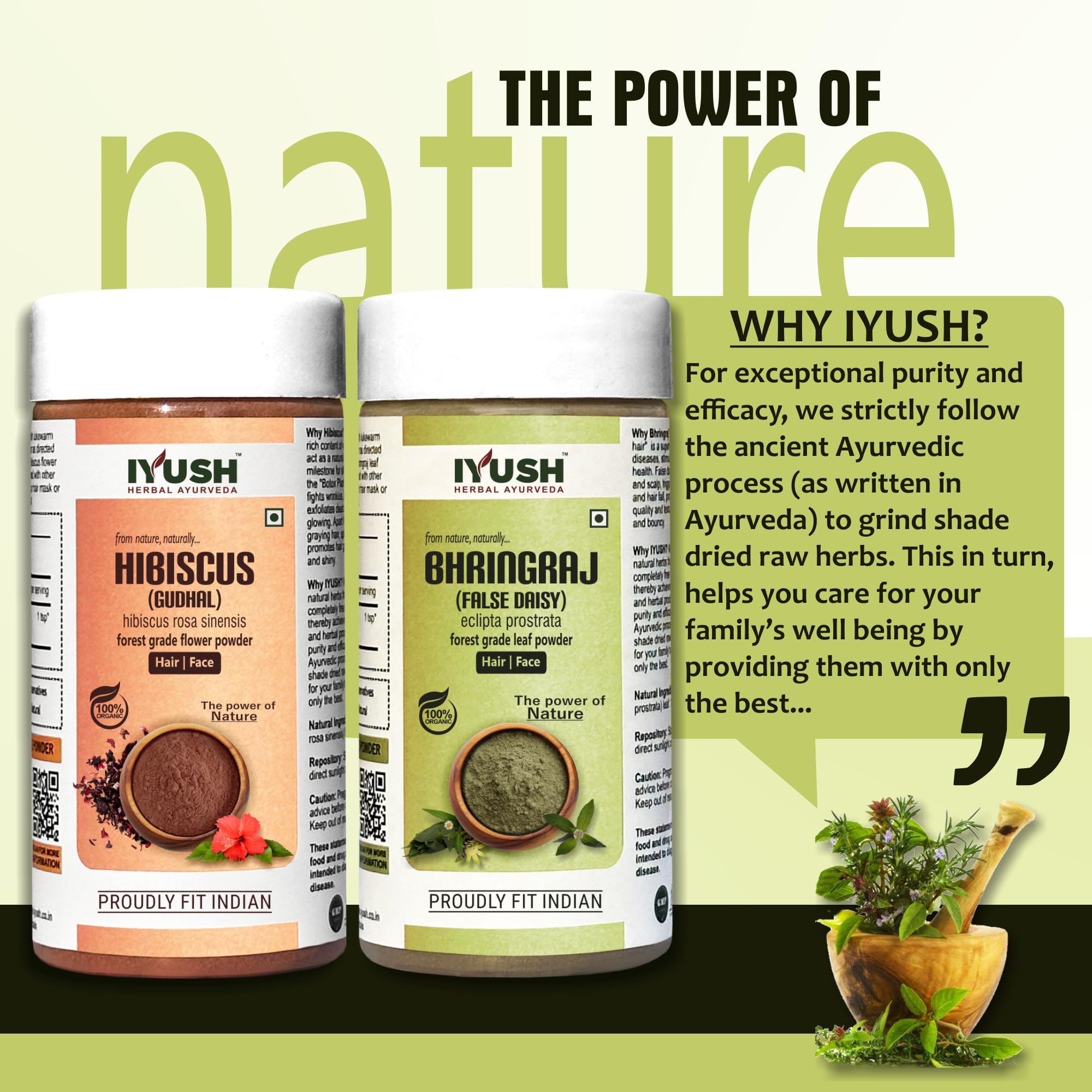 Bhringraj Powder & Hibiscus Powder for Hair Growth - 500gm | Ayurvedic Hair Mask for Dry, Frizzy Hair | Natural Hair Volume Booster | Herbal Treatment for Thinning Hair | Perfect for DIY Hair Care & Scalp Nourishment at Home