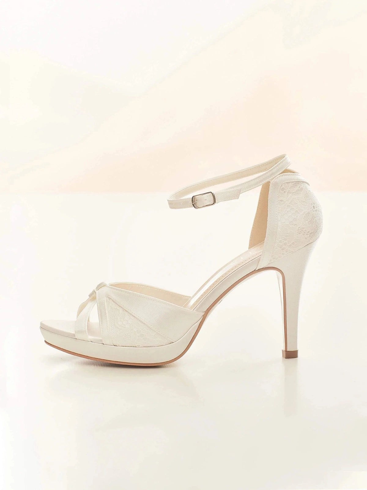 Ivory White Wedding Shoes for Bride - Elegant Satin & Lace Bridal Heels - ALBA Collection | Perfect for Church Ceremony, Reception & Photoshoots