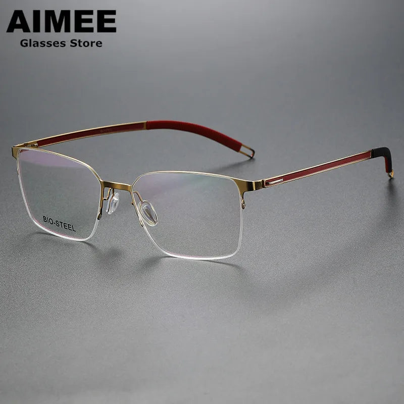 Aimee Women's Semi Rimless Square Titanium Eyeglasses Frame 942554 - Lightweight & Durable Glasses for Work, Reading & Fashion
