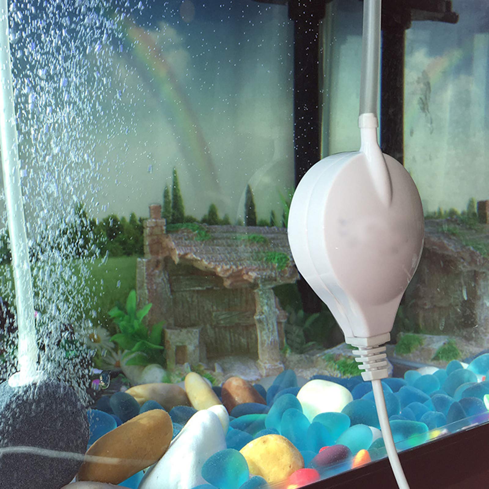 Silent Small Fish Tank Air Pump - Quiet Oxygen Aerator for Aquariums, Home Decor (White) - Perfect for Betta Fish Tanks, Hydroponics & Indoor Water Features