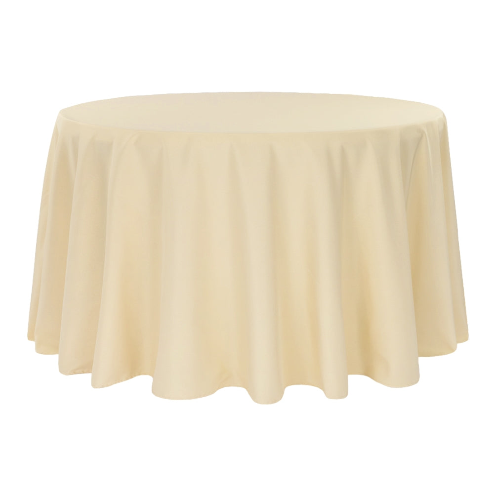 Premium 120-Inch Round Champagne Polyester Tablecloth - Waterproof & Wrinkle-Resistant for Weddings, Parties, and Formal Dining Events
