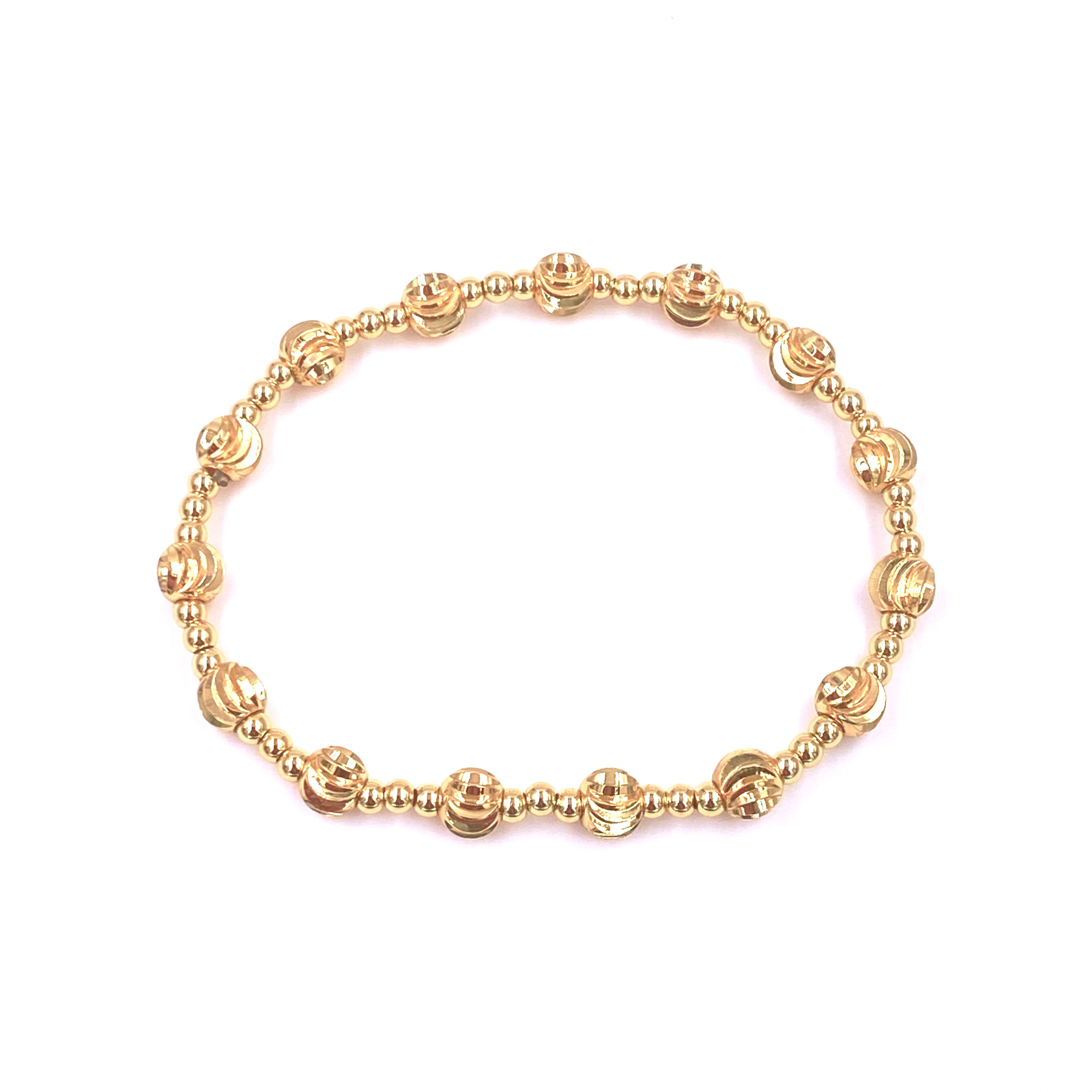 Ashley Gold Stainless Steel Twist Beaded Stretch Bracelet - Elegant Gold Plated Beaded Jewelry for Women, Perfect for Parties, Weddings & Everyday Wear