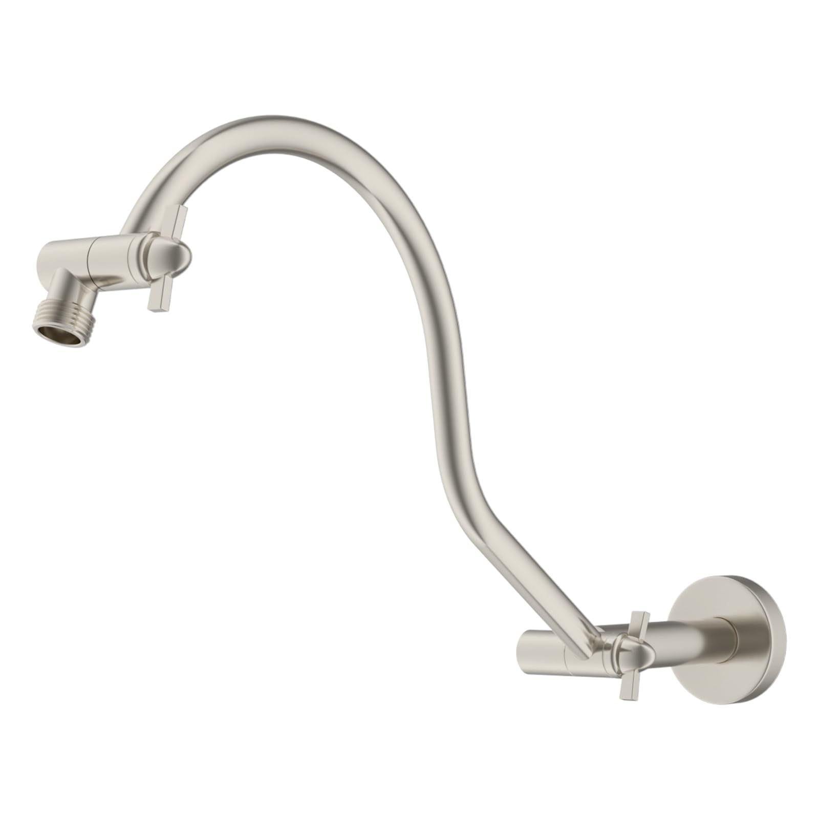 Hibbent All Metal Upgraded 18-Inch Shower Head Extension Arm - Adjustable Height & Angle with Lock Joint - Universal Brass Shower Arm with Flange - Brushed Nickel Finish - Perfect for Bathroom Renovation & Spa-Like Shower Experience
