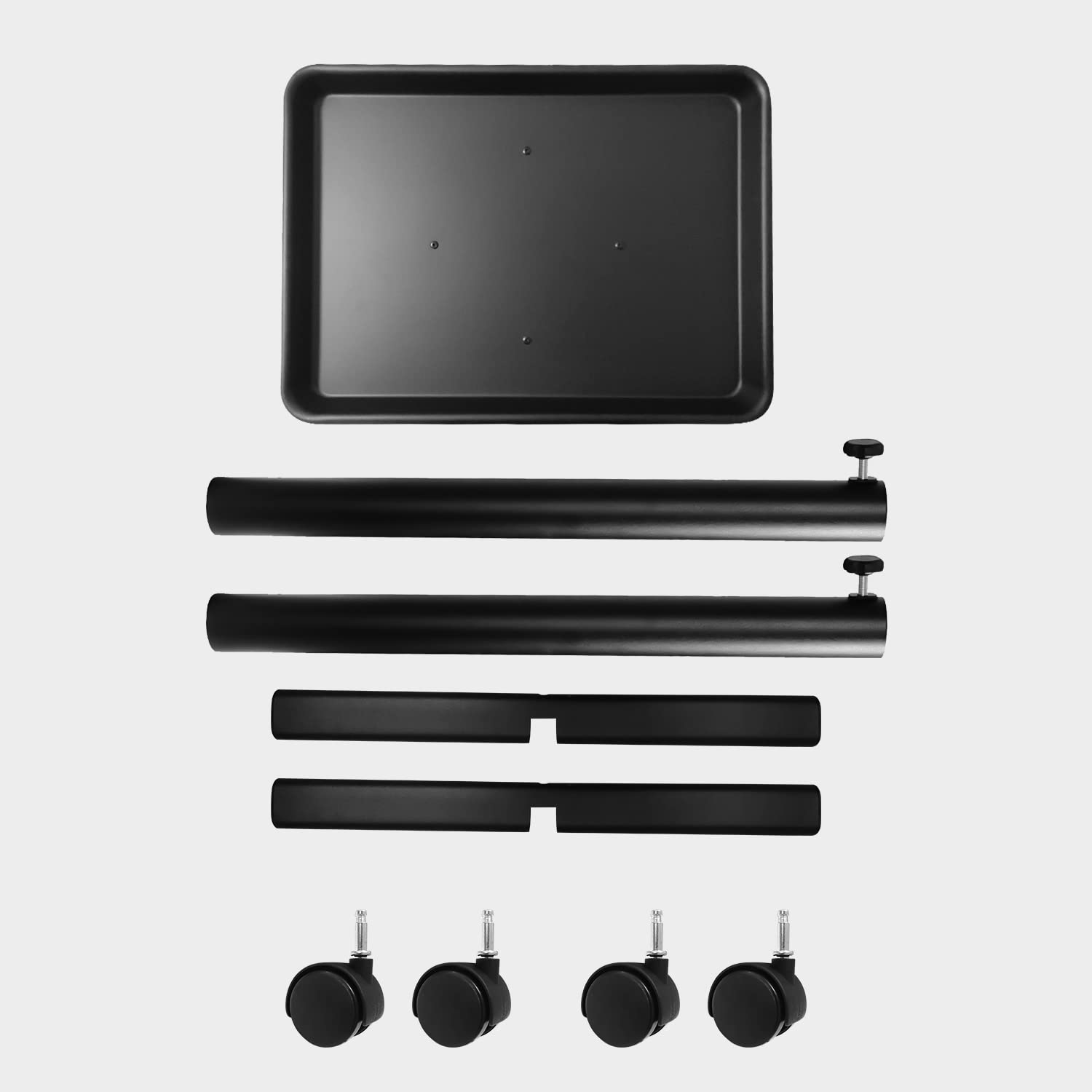 Premium Salon Rolling Tray Cart with Metal Feet & Wheels - Black Aluminum Color/Instrument Tray for Hair, Nail, Tattoo & Spa Professionals - Perfect for Mobile Styling & Salon Organization